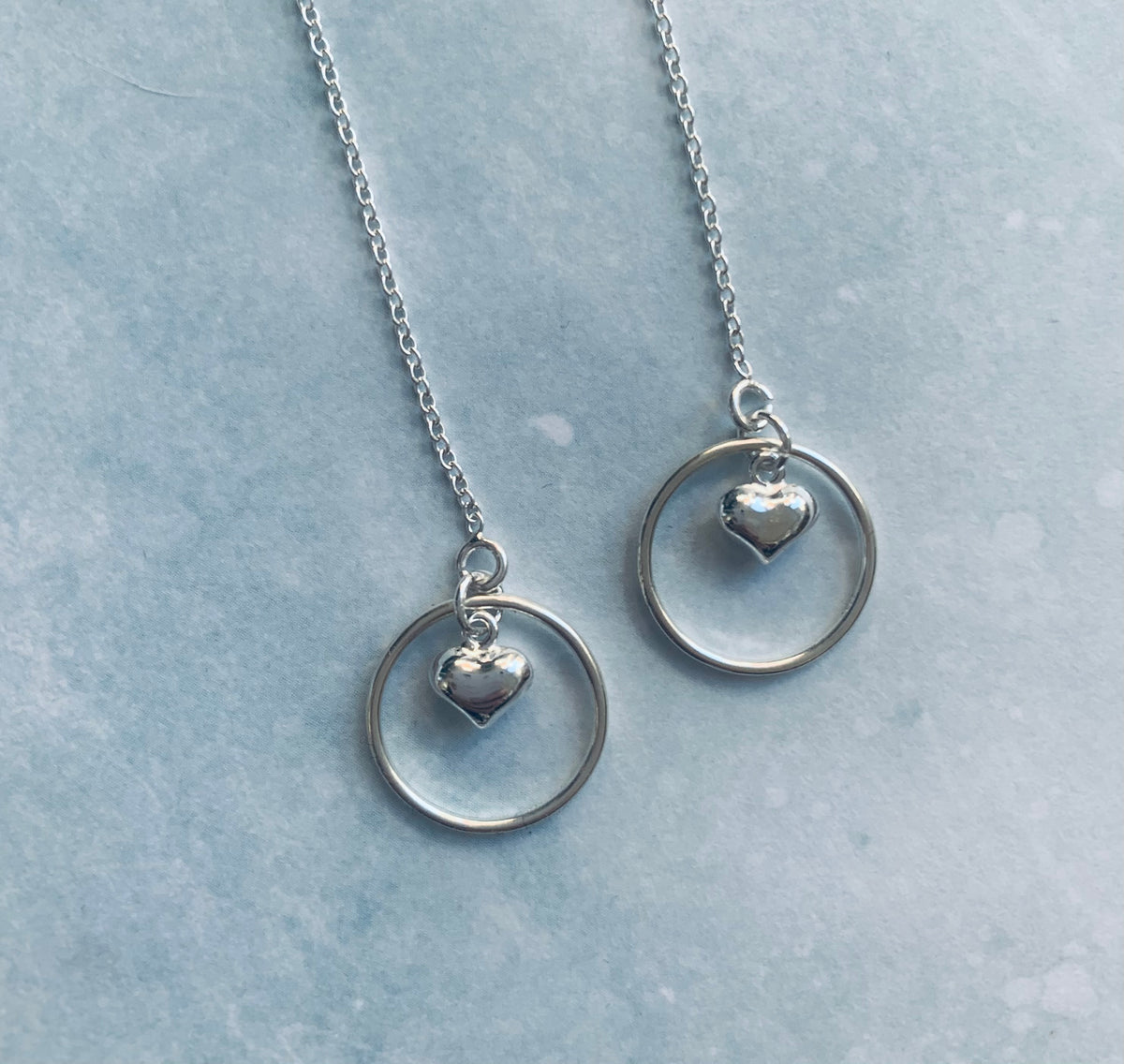 Sterling Silver Heart Threader Earrings