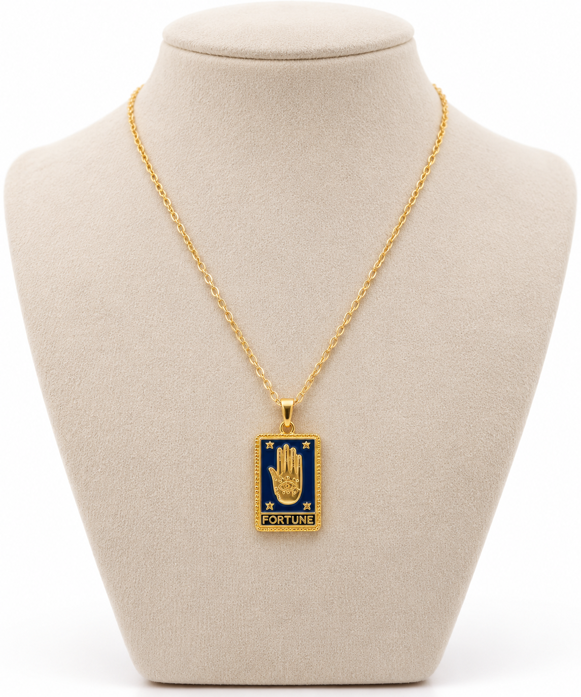 Gold Tarot Card Pendant Charm Necklace