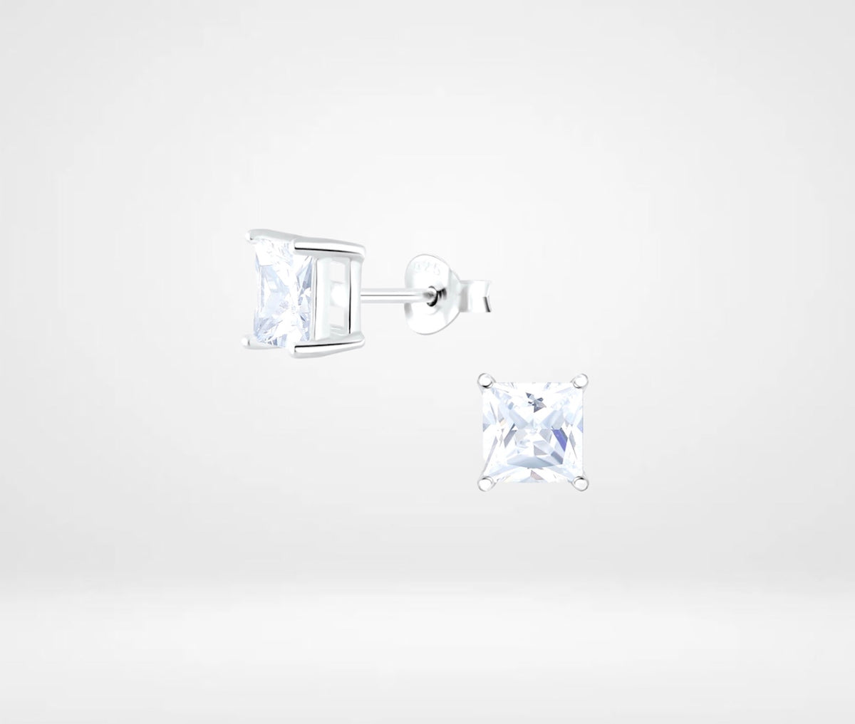 Sterling Silver Square Cubic Zirconia Earrings