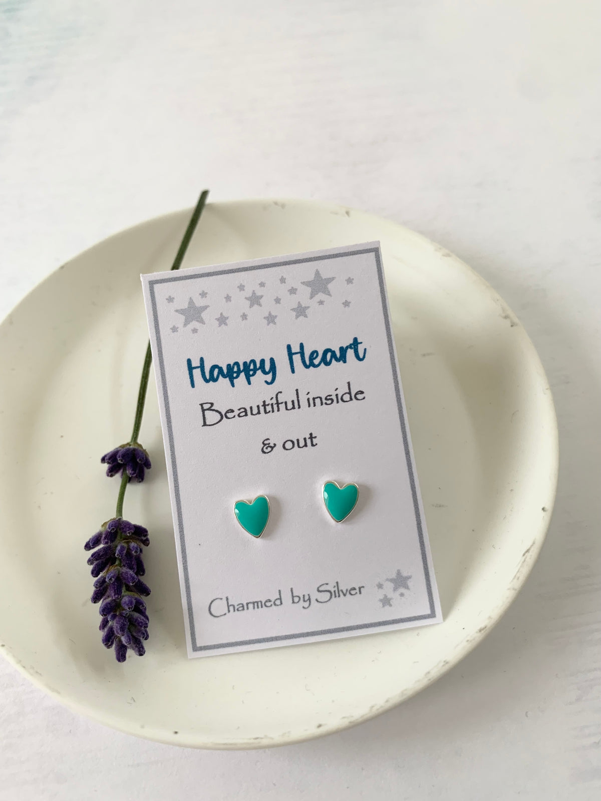 Sterling Silver Enamel Heart Earrings