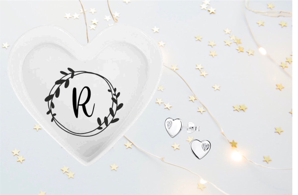 Sterling Silver Cubic Zirconia Heart Earrings