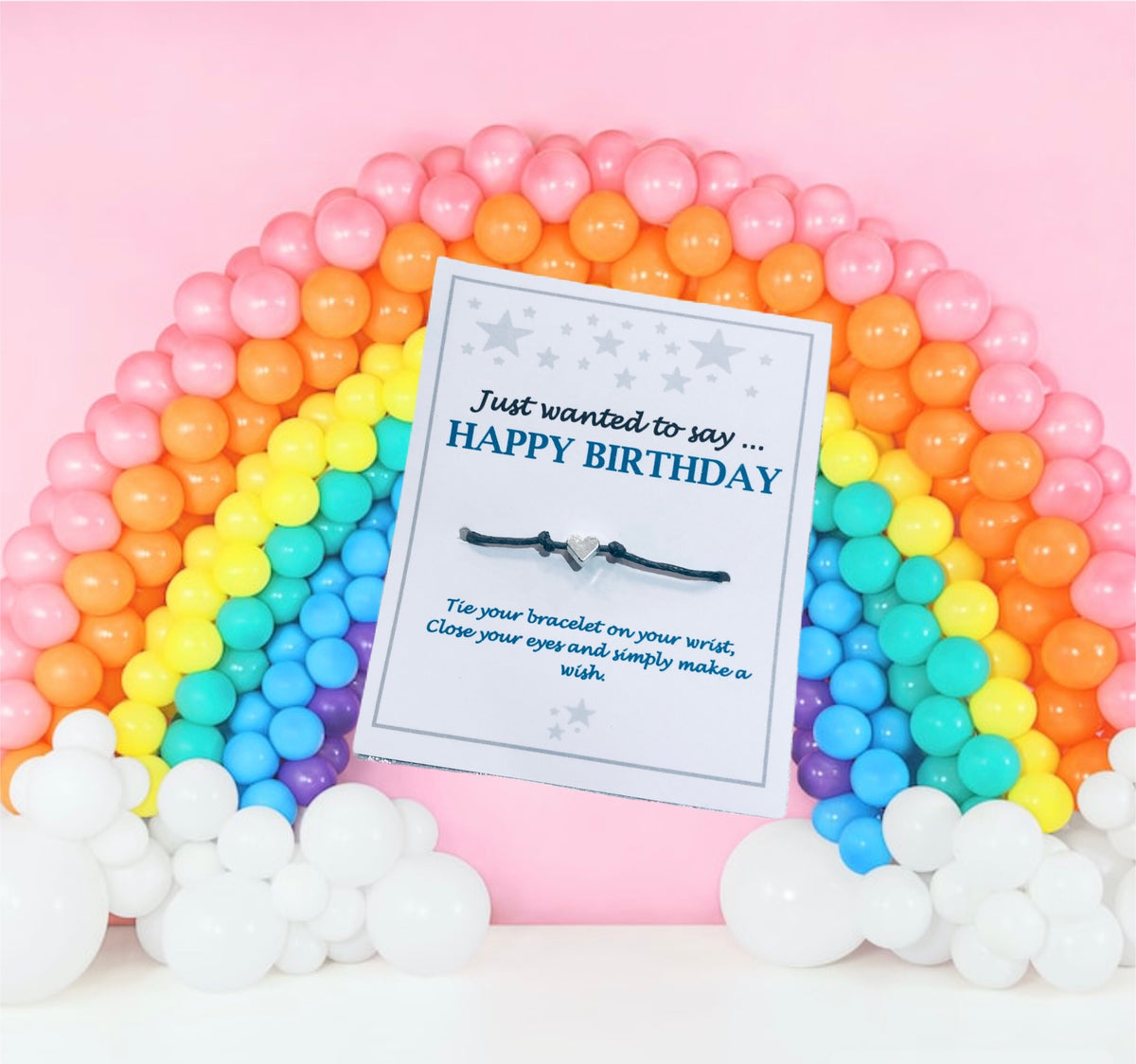 Happy Birthday heart Wish bracelet - choose your colour