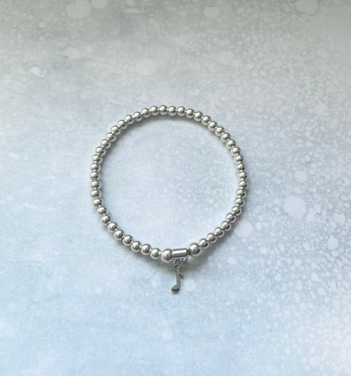 Sterling Silver Bead Music Note Bracelet