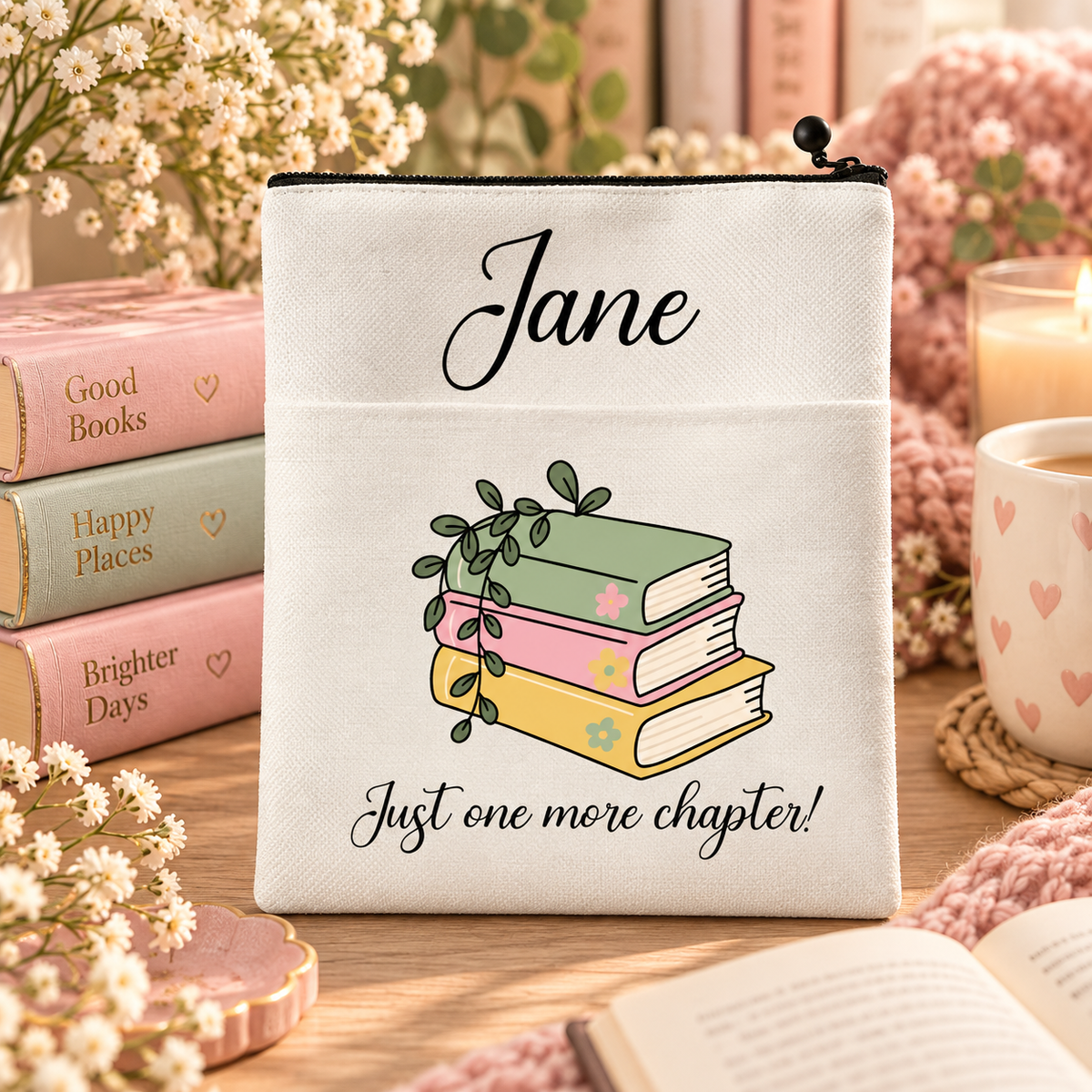 Personalised Book Lover Book Sleeve - Just one more chapter!