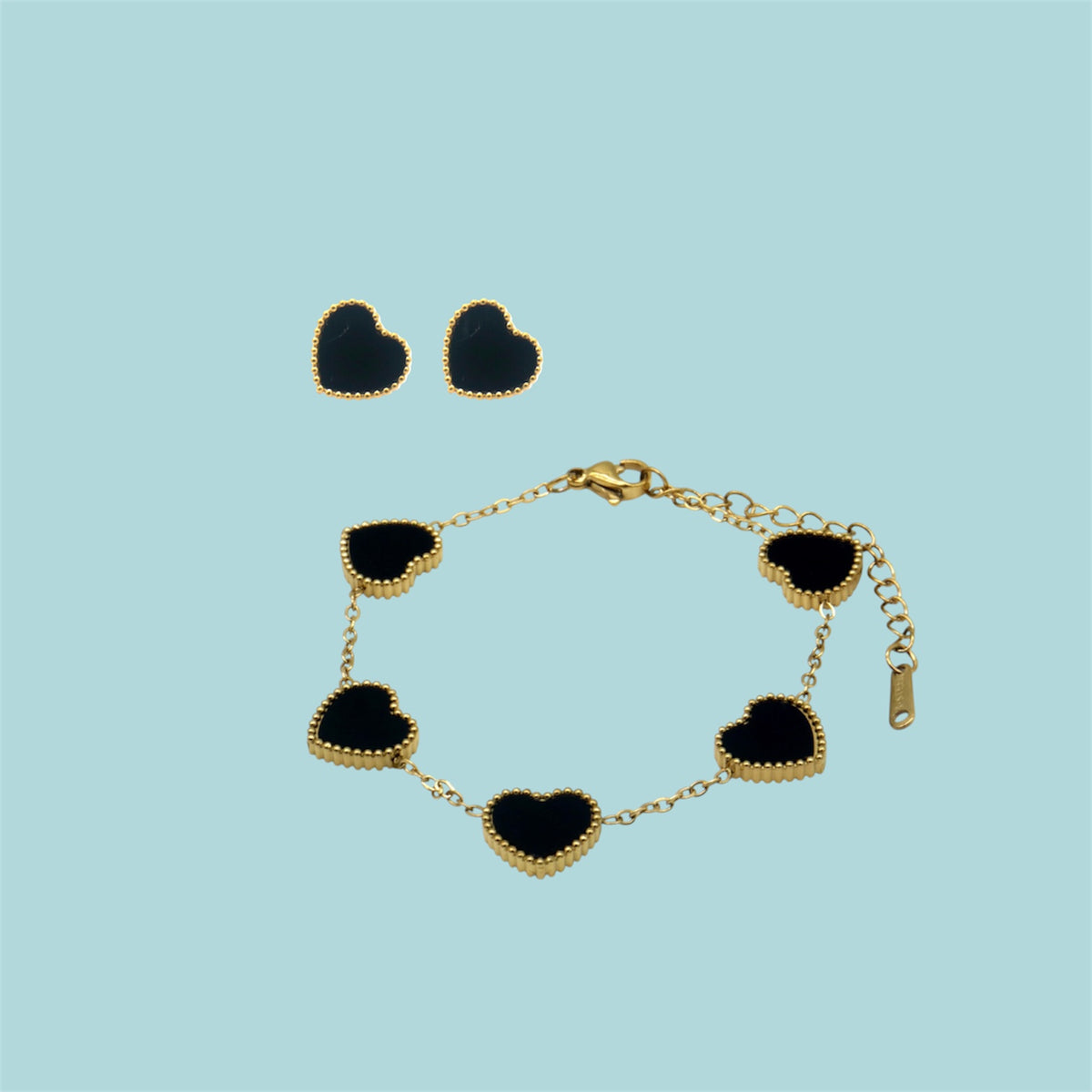 Gold Plated Heart Necklace & Earrings Set