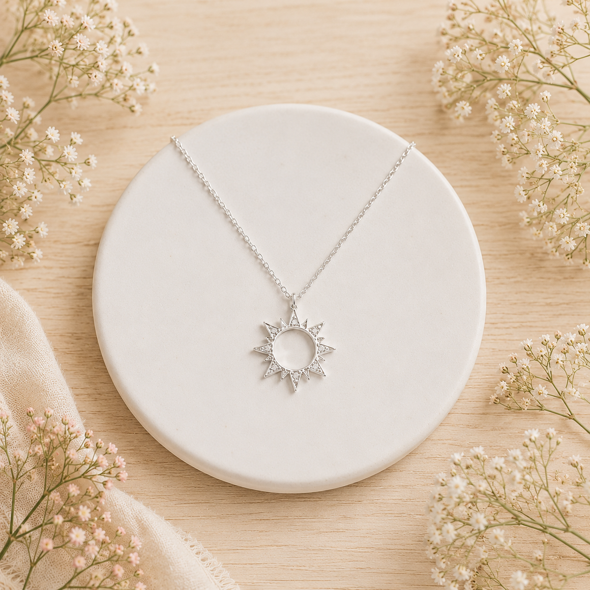 Sterling Silver Celestial Sun Necklace