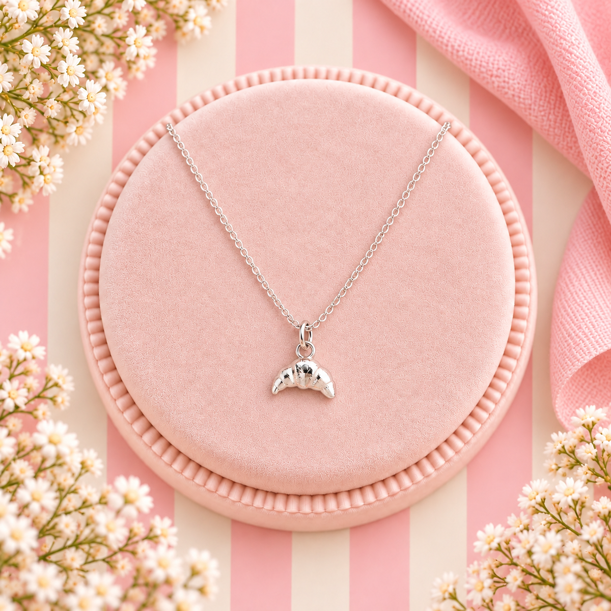 Sterling Silver Croissant Necklace
