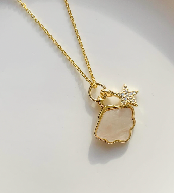 Gold Vermeil Star & Cloud Necklace - Even Behind The Clouds The Stars Are Always Shining