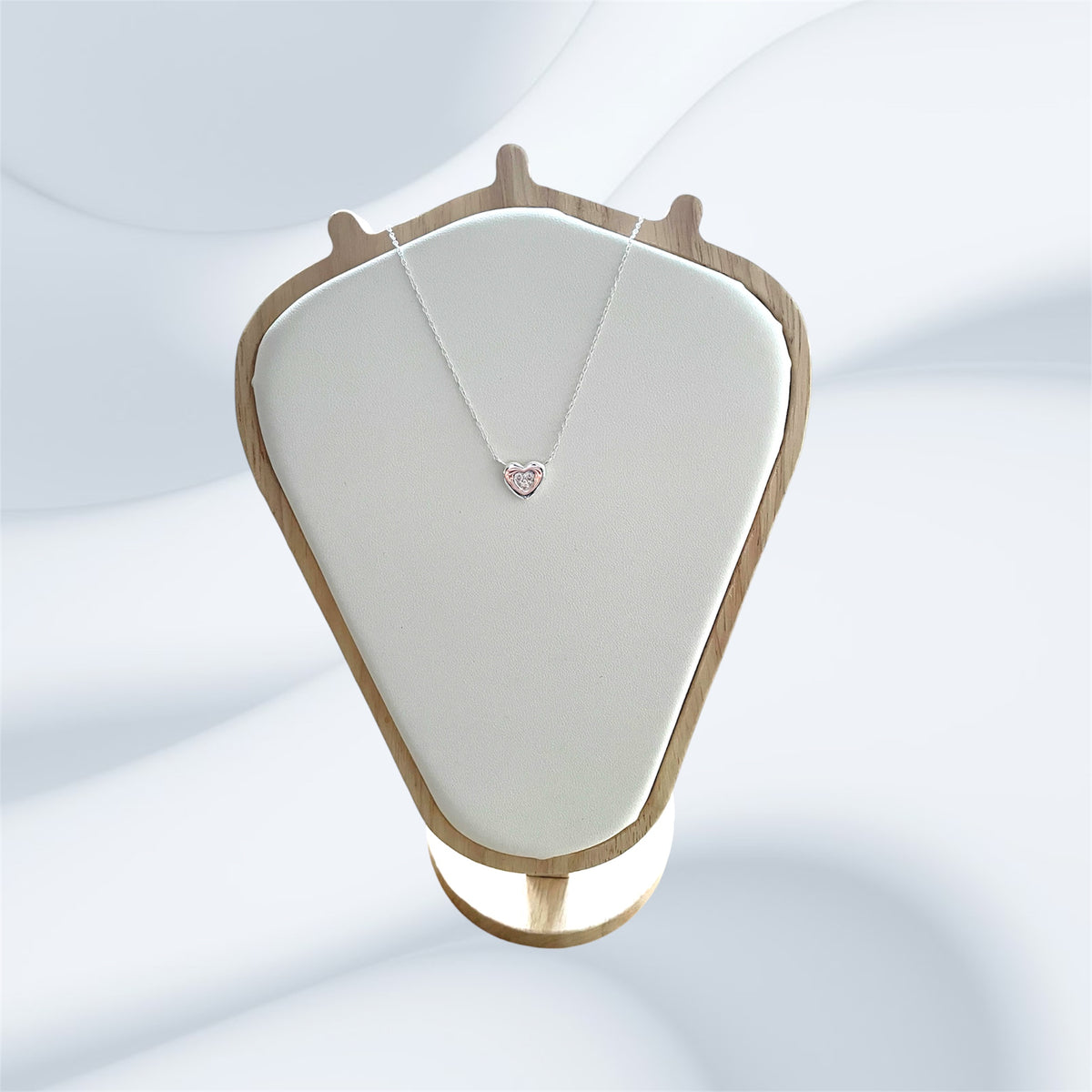 Sterling Silver CZ Heart Necklace - sister gift card