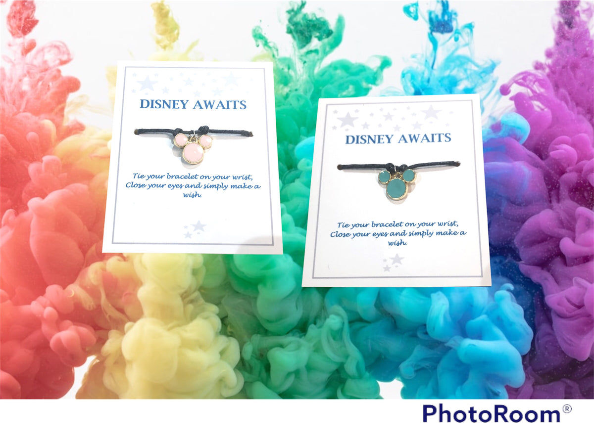 Disney Awaits white mouse Wish Bracelet - choose your colour bracelet