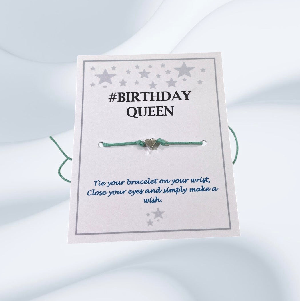 Birthday Queen Heart Wish bracelet - choose your colour