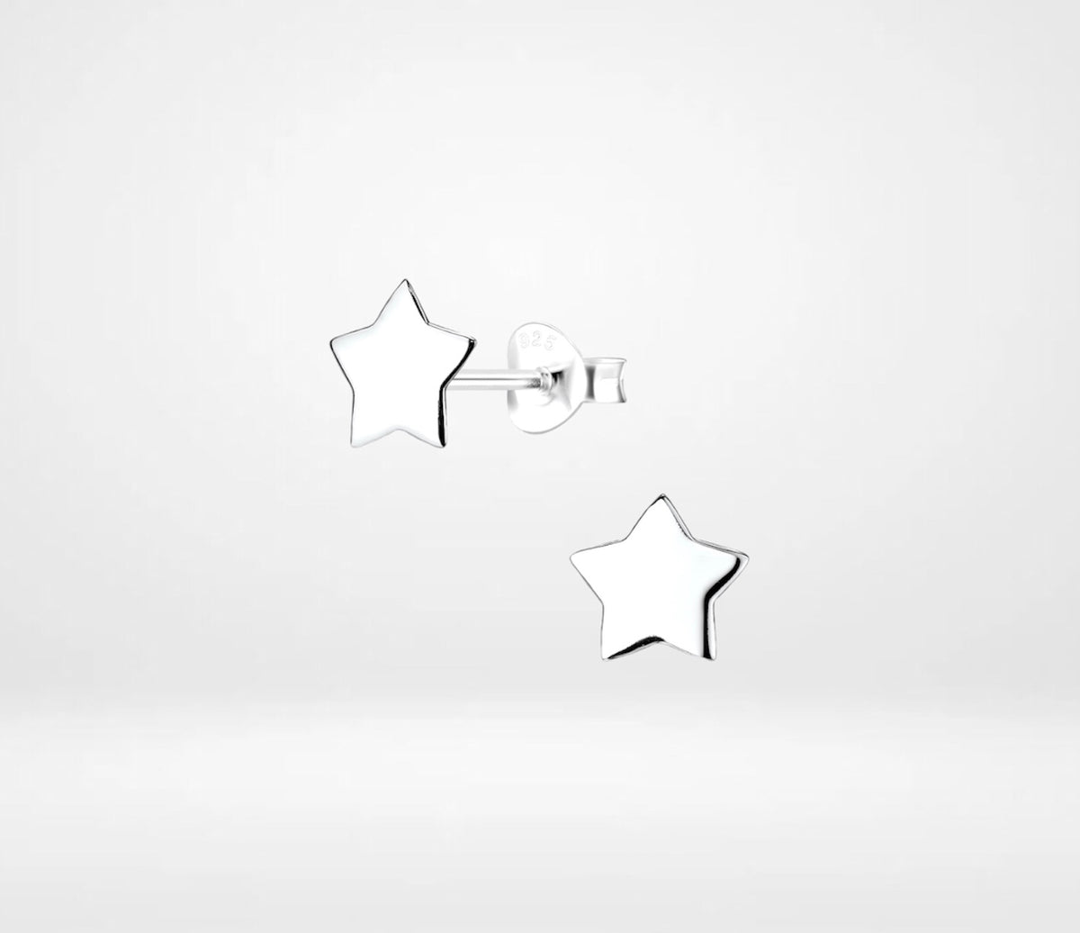 Sterling Silver Plain Star Earrings