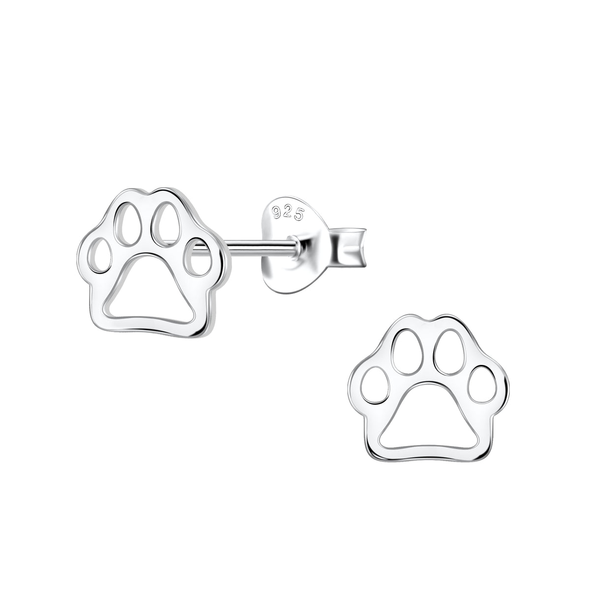 Sterling Silver Dog Paw Earrings