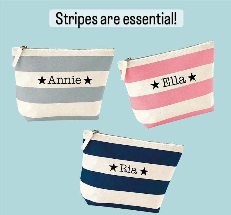 Personalised Cotton Stripe Accessory Bag