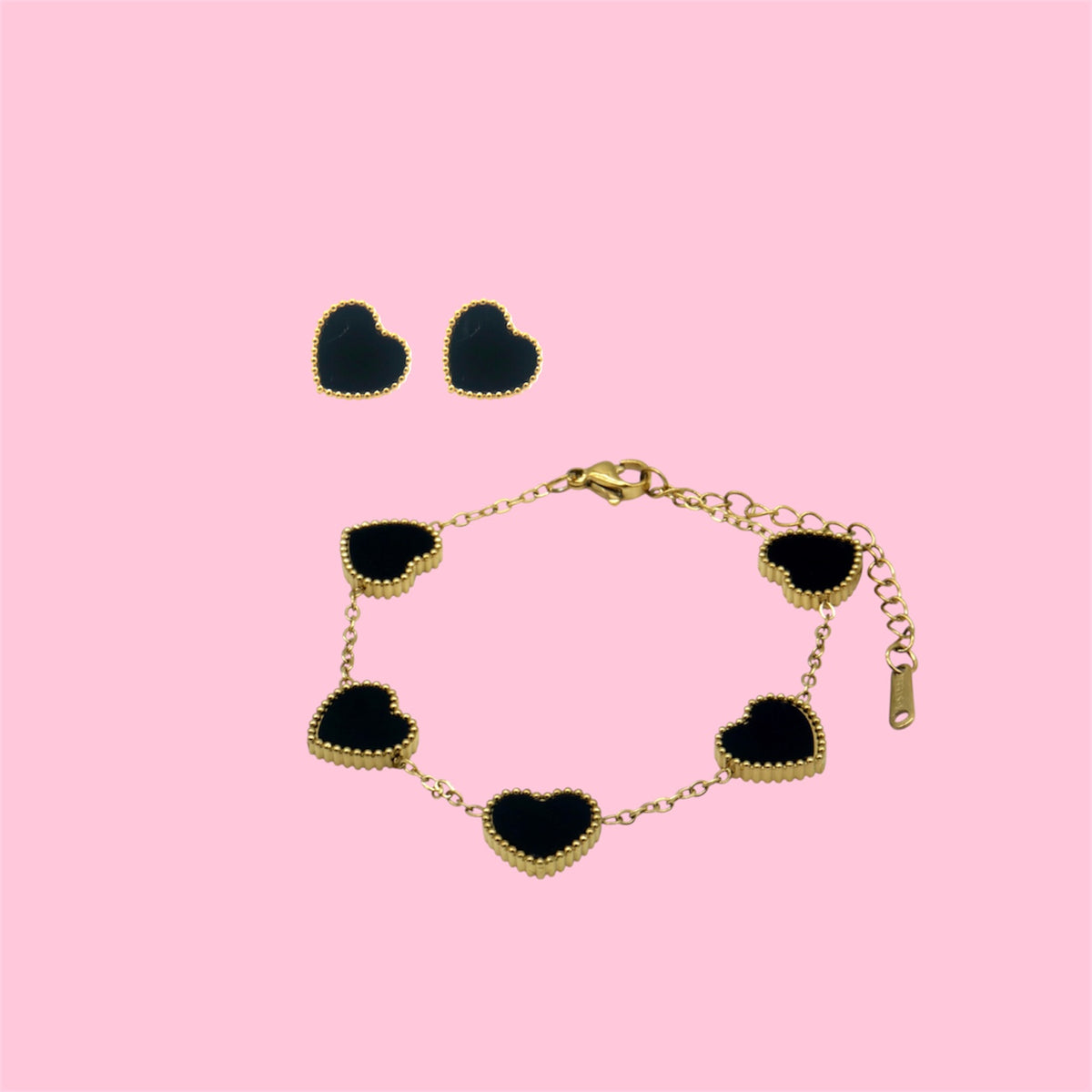 Gold Plated Heart Necklace & Earrings Set