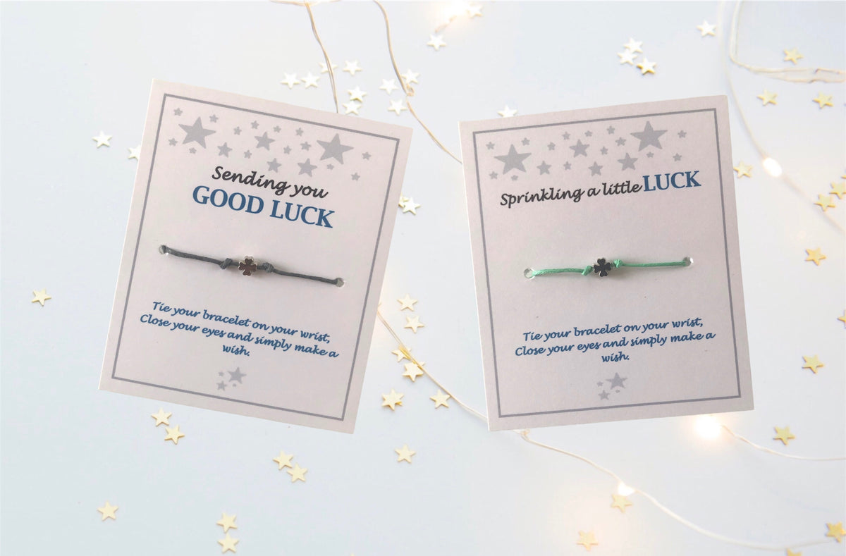 Sending you good luck clover Wish Bracelet - choose your colour