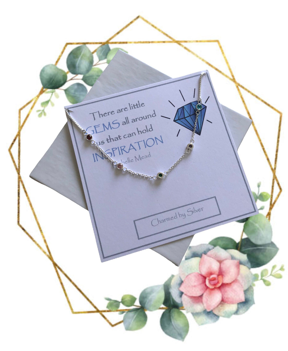 Sterling Silver Gem Adjustable Bracelet