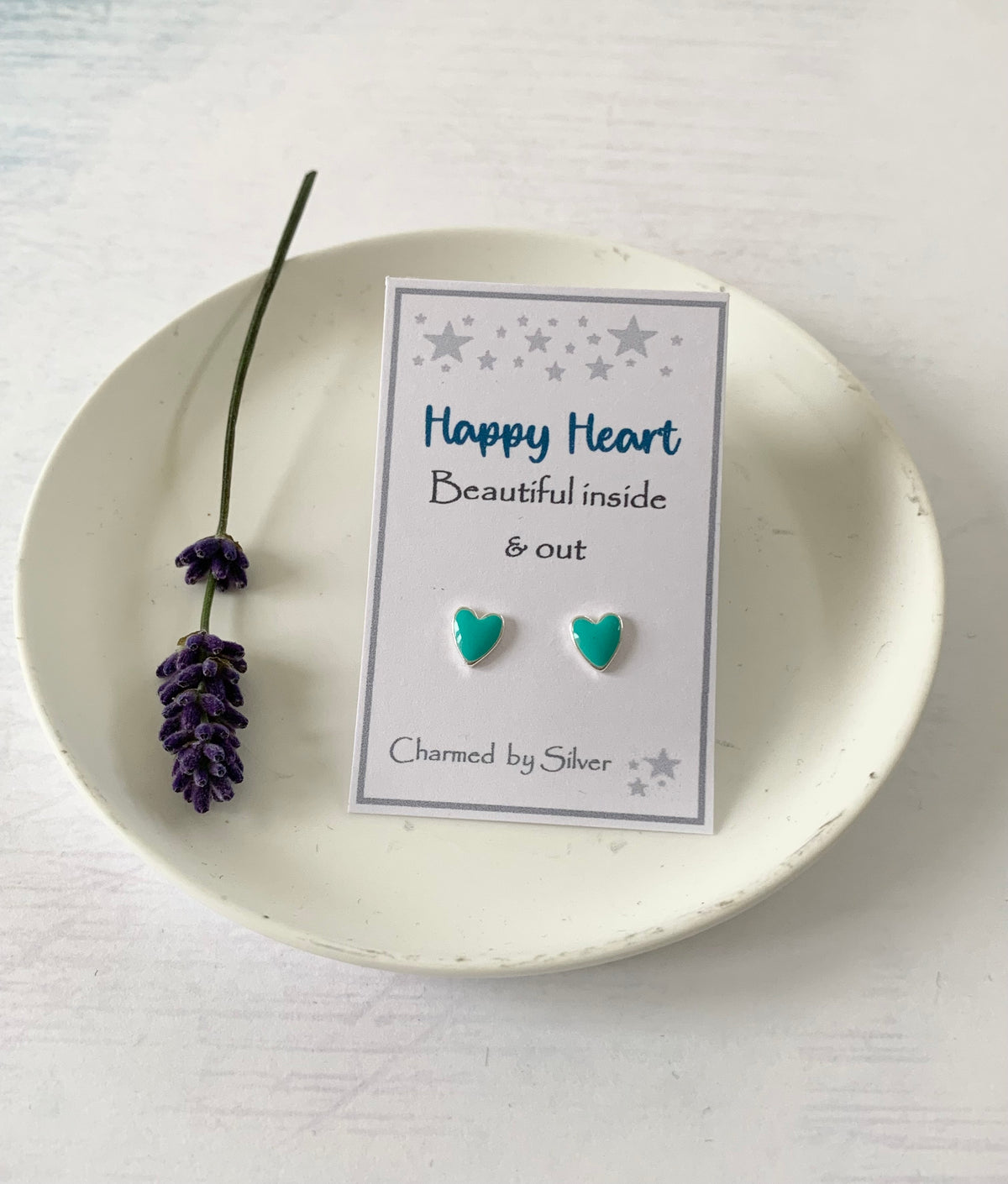 Sterling Silver Enamel Heart Earrings