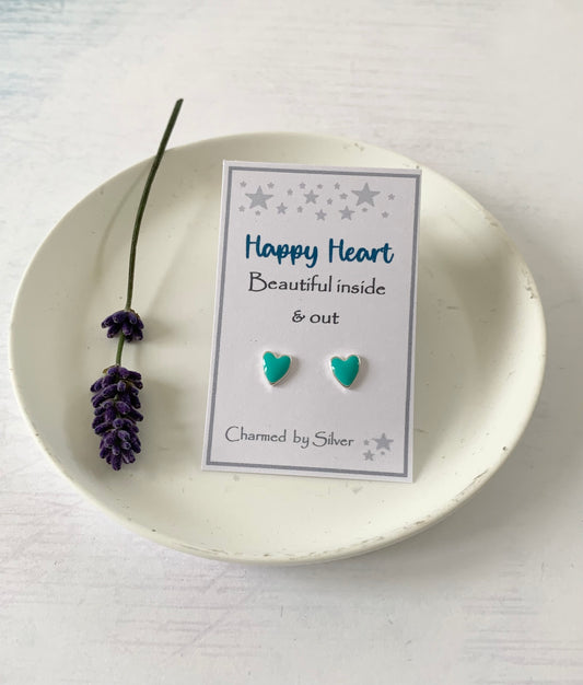 Sterling Silver Enamel Heart Earrings