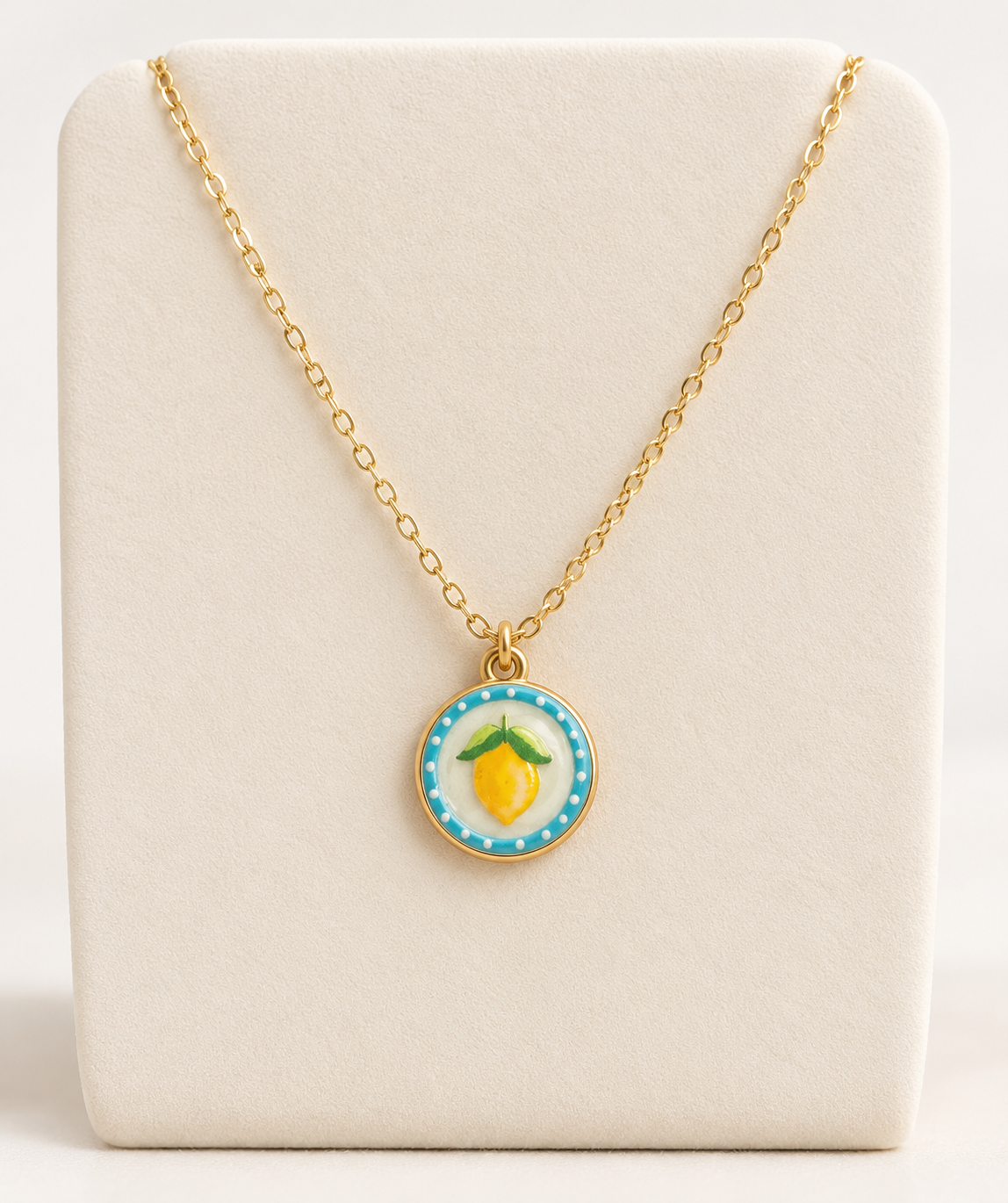 Gold Lemon Pendant Charm Necklace