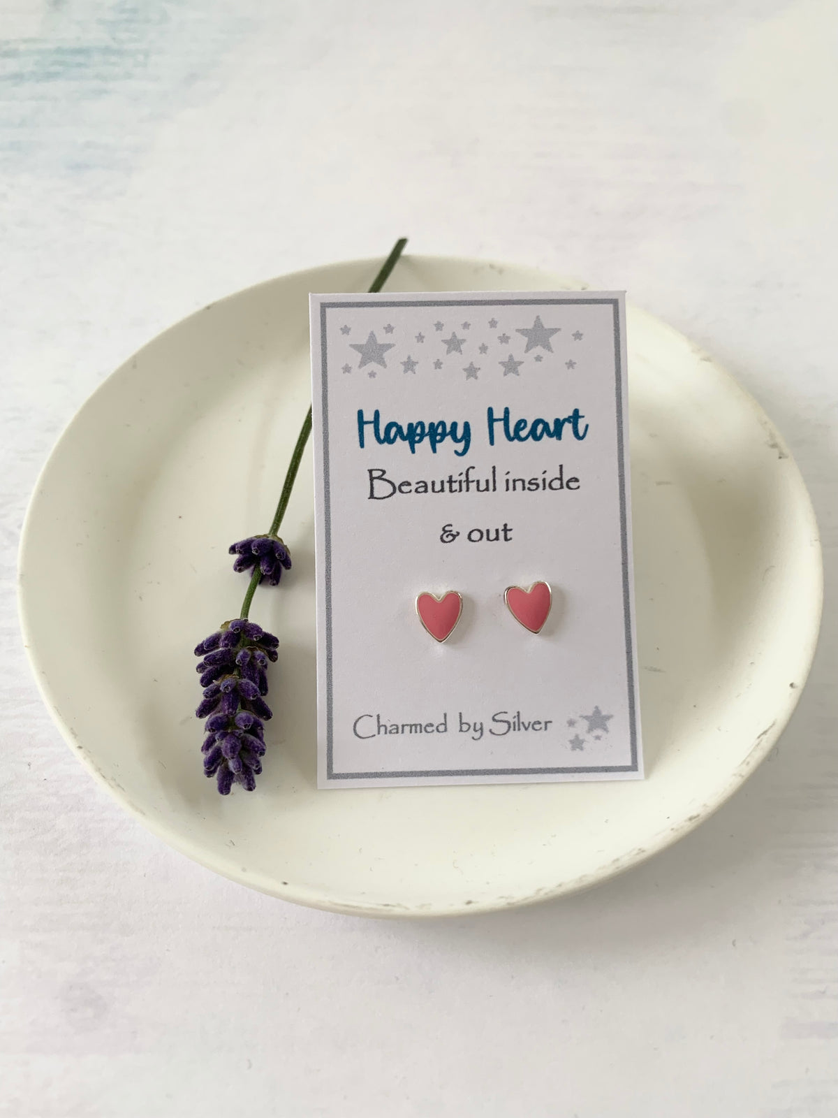 Sterling Silver Enamel Heart Earrings