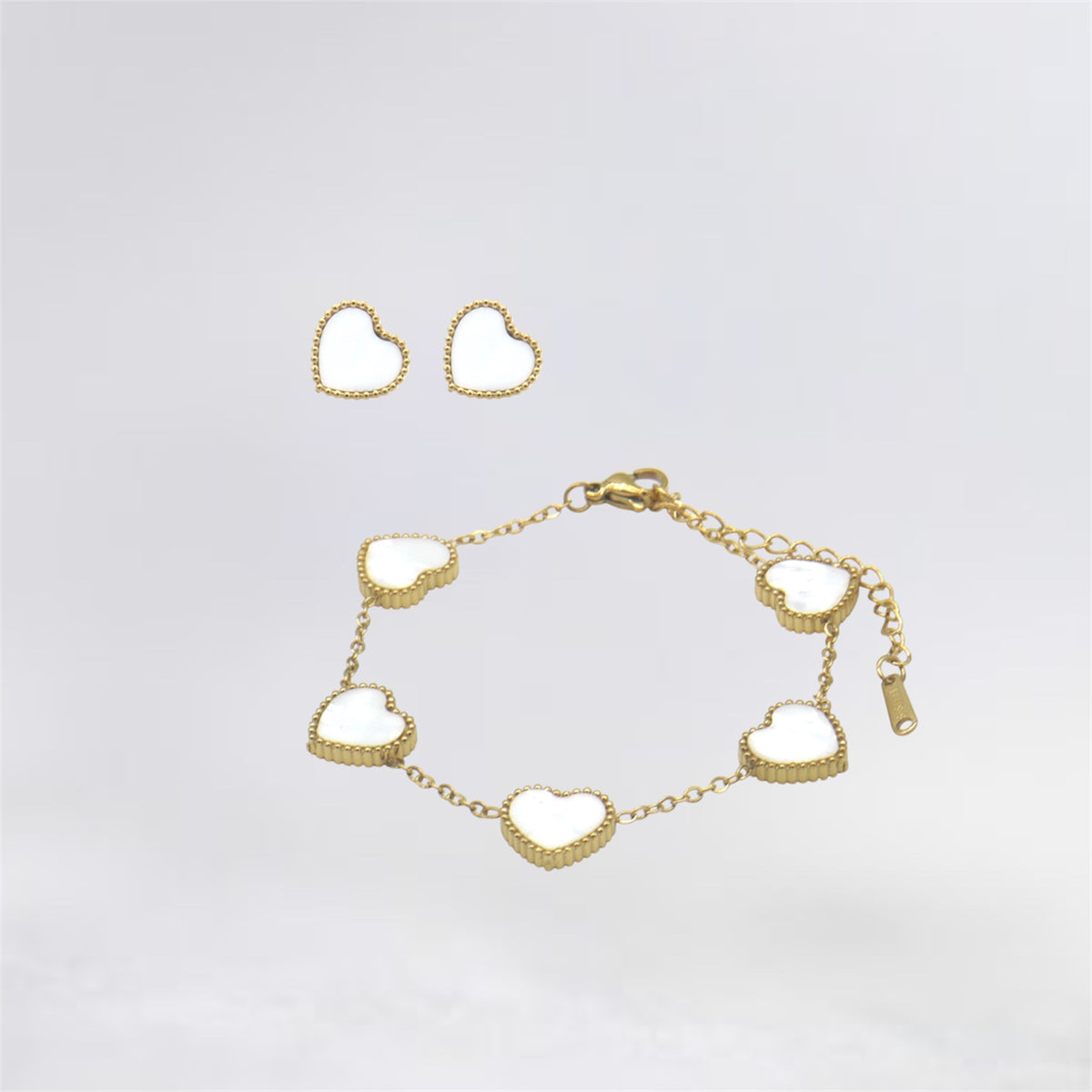 Gold Plated Heart Necklace & Earrings Set