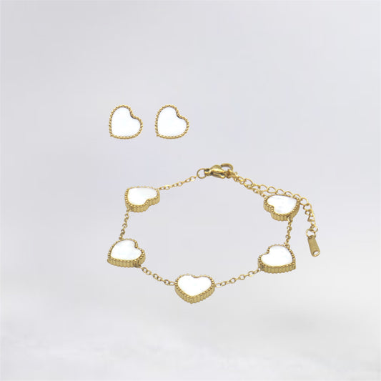 Gold Plated Heart Necklace & Earrings Set