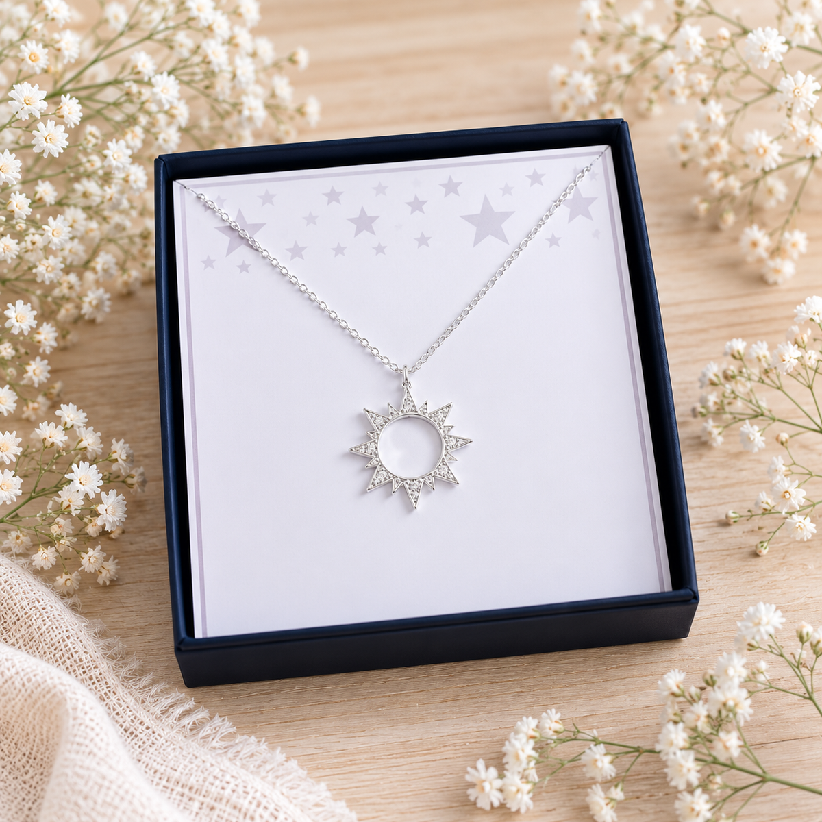 Sterling Silver Celestial Sun Necklace