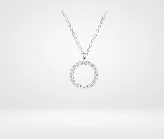Sterling Silver Cubic Zirconia Round Pendant Necklace