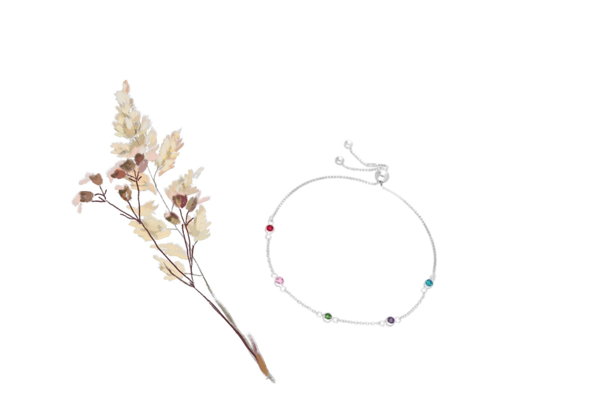 Sterling Silver Gem Adjustable Bracelet