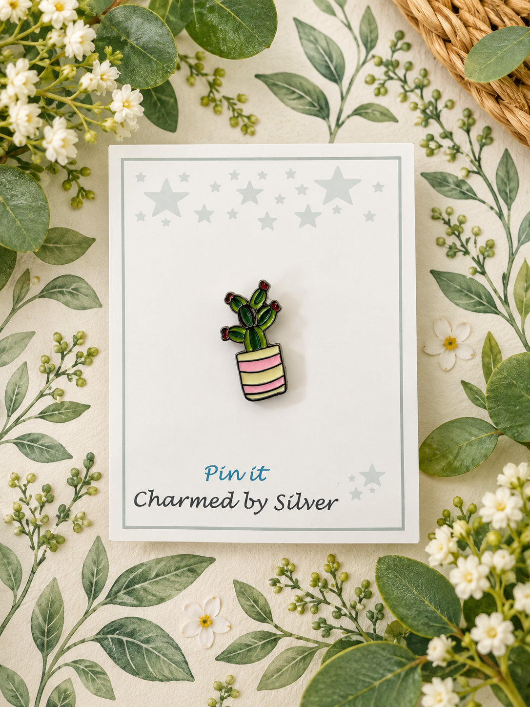 Stripy Plant Pot Pin