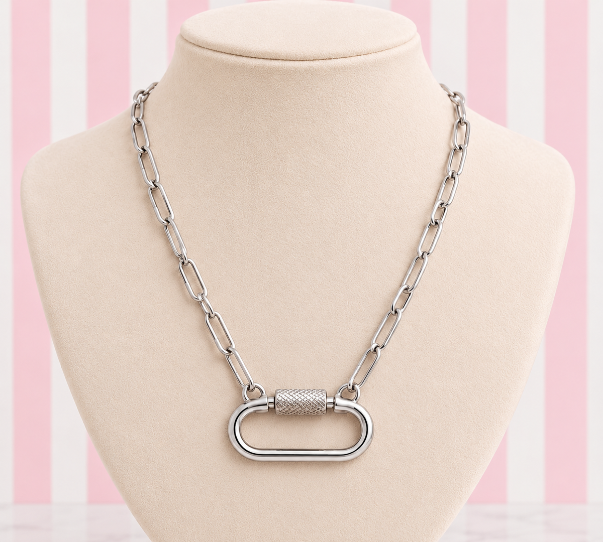 Stainless Steel Carabiner Clip Charm Necklace Chain - add your charms