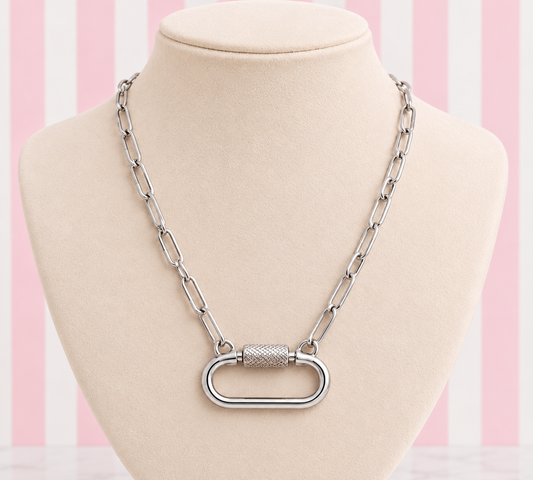 Stainless Steel Carabiner Clip Charm Necklace Chain - add your charms
