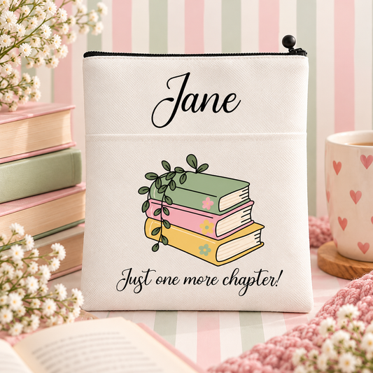 Personalised Book Lover Book Sleeve - Just one more chapter!