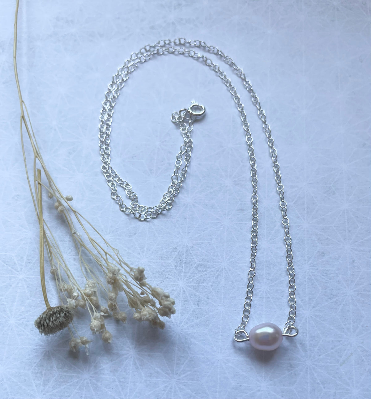Sterling Silver Powder Pink Freshwater Pearl Necklace