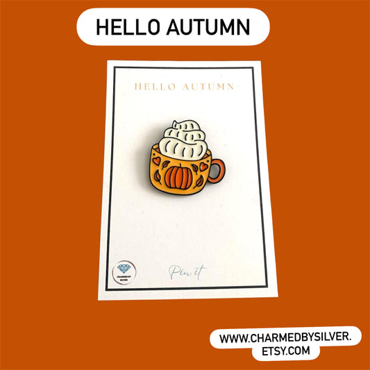 Hello Autumn Gingerbread Latte Enamel Pin