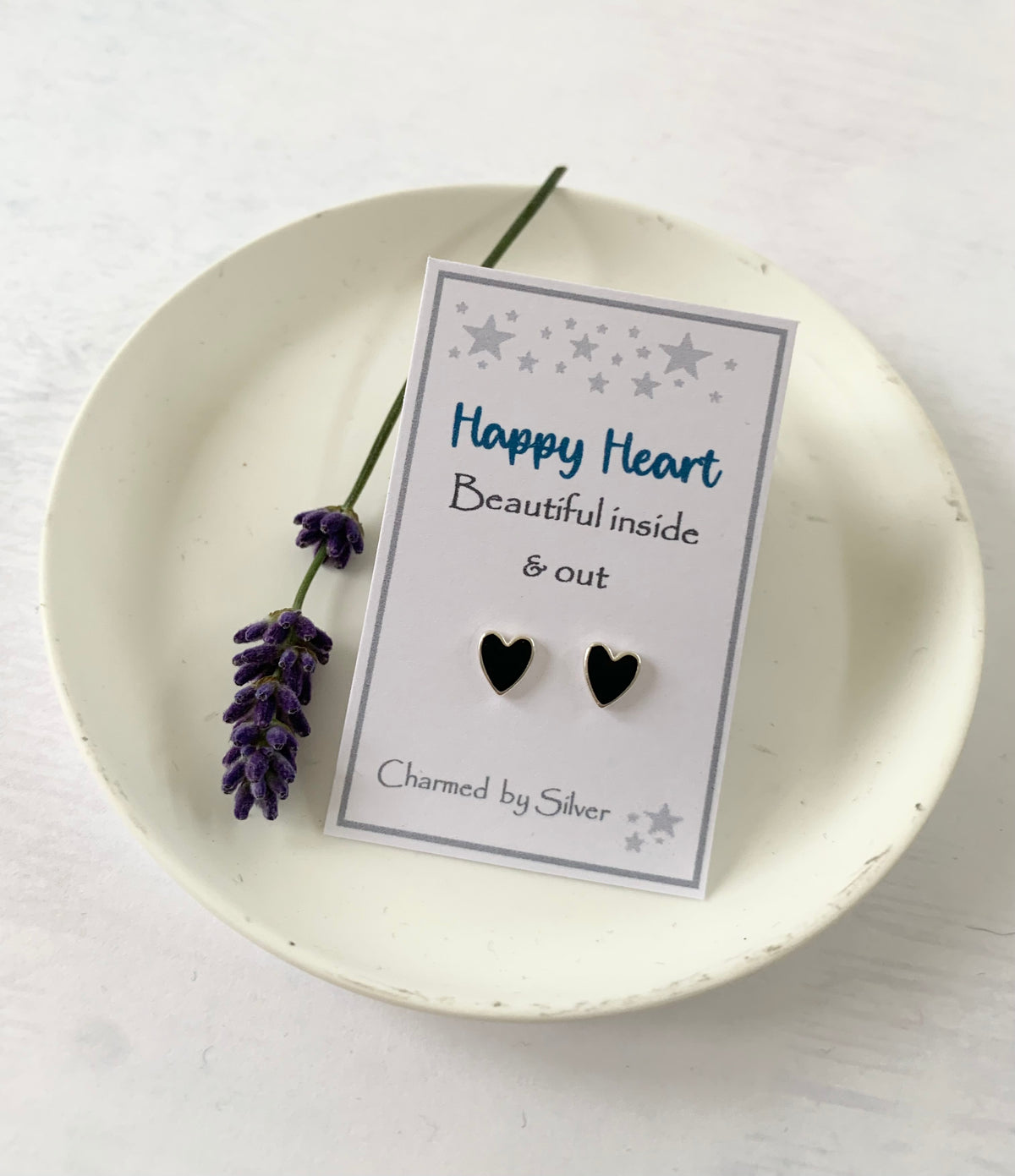 Sterling Silver Enamel Heart Earrings