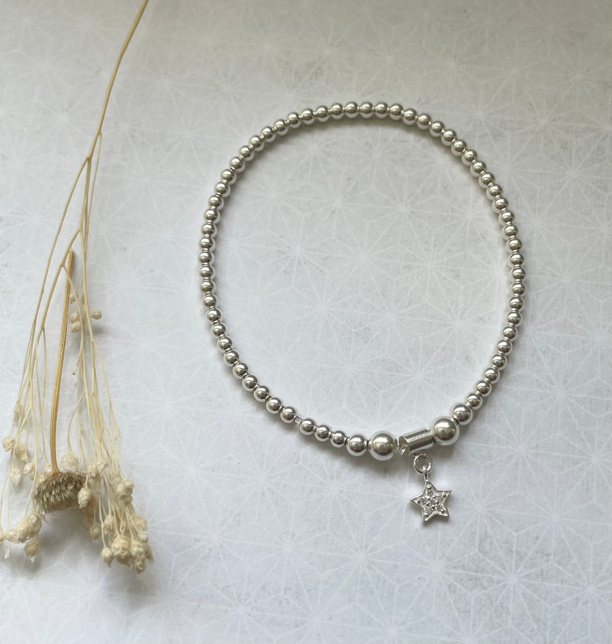 Sterling Silver Bead Star Bracelet