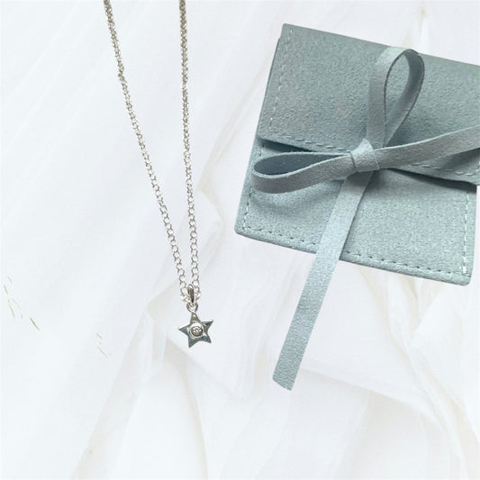 Sterling Silver Star Cubic Zirconia Pendant Necklace
