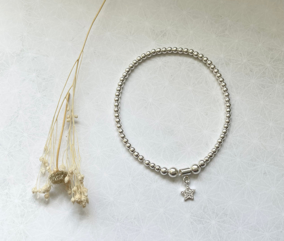 Sterling Silver Bead Star Bracelet