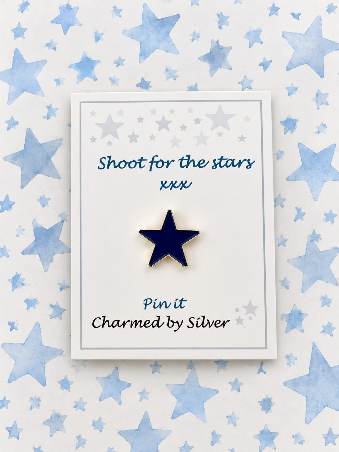 Shoot for the stars Pin - purple, red, green, yellow, silver or blue