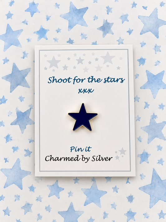 Shoot for the stars Pin - purple, red, green, yellow, silver or blue