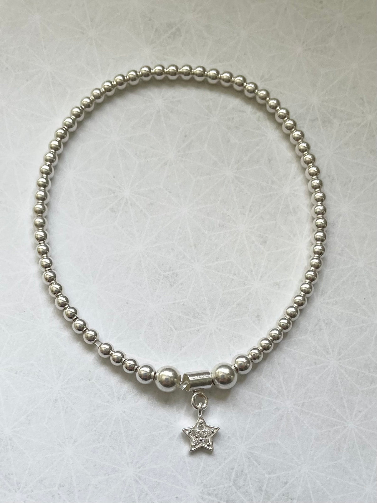 Sterling Silver Bead Star Bracelet