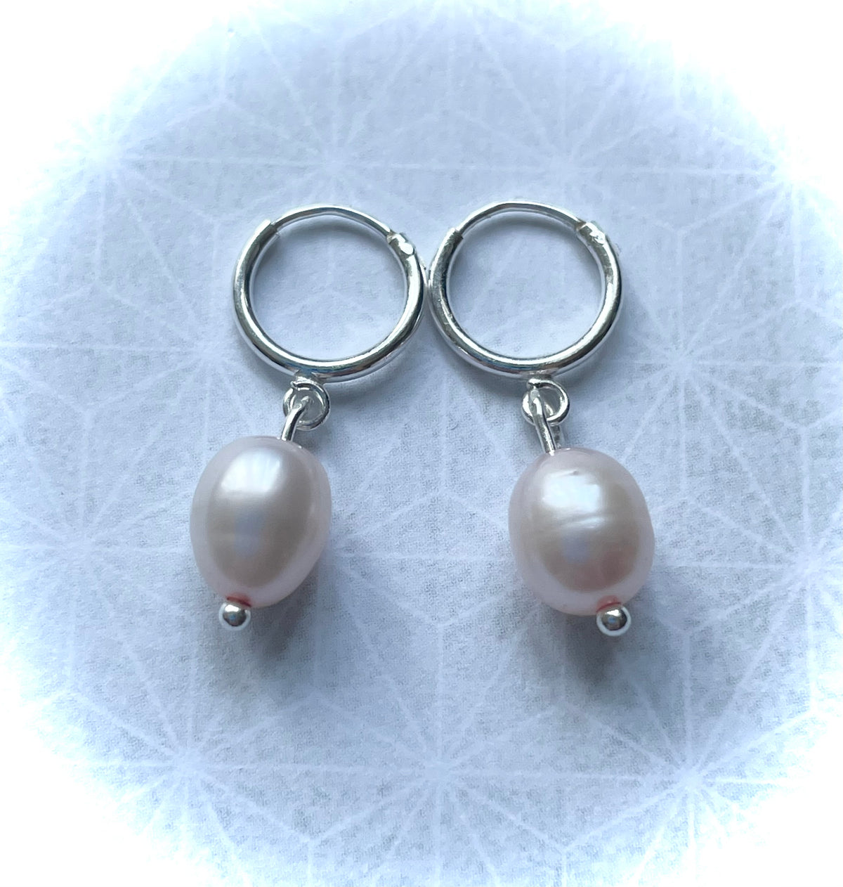 Sterling Silver Powder Pink Freshwater Pearl 16mm Hoops