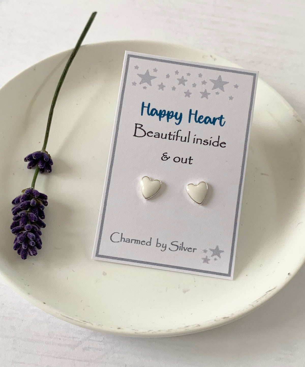 Sterling Silver Enamel Heart Earrings