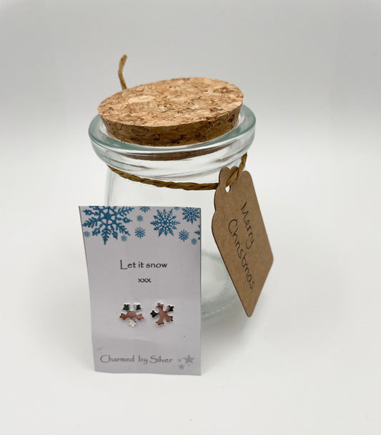 Sterling Silver Snowflake Earrings - Let it snow