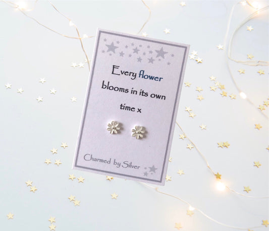 Sterling Silver Enamel Flower Earrings