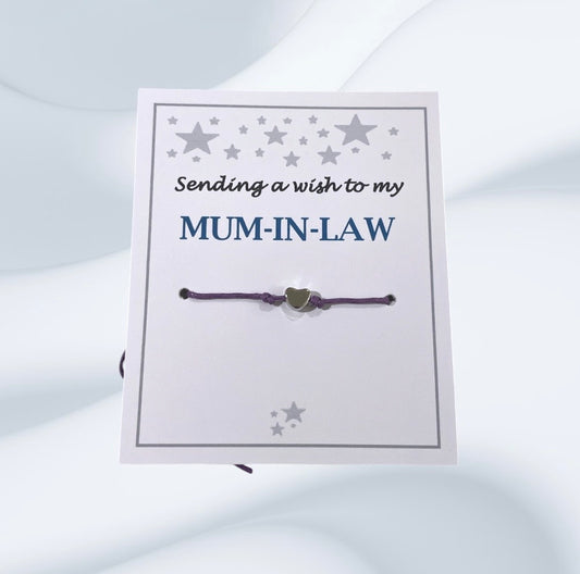 Sending a wish Mum-in-Law Heart Wish bracelet - choose your colour