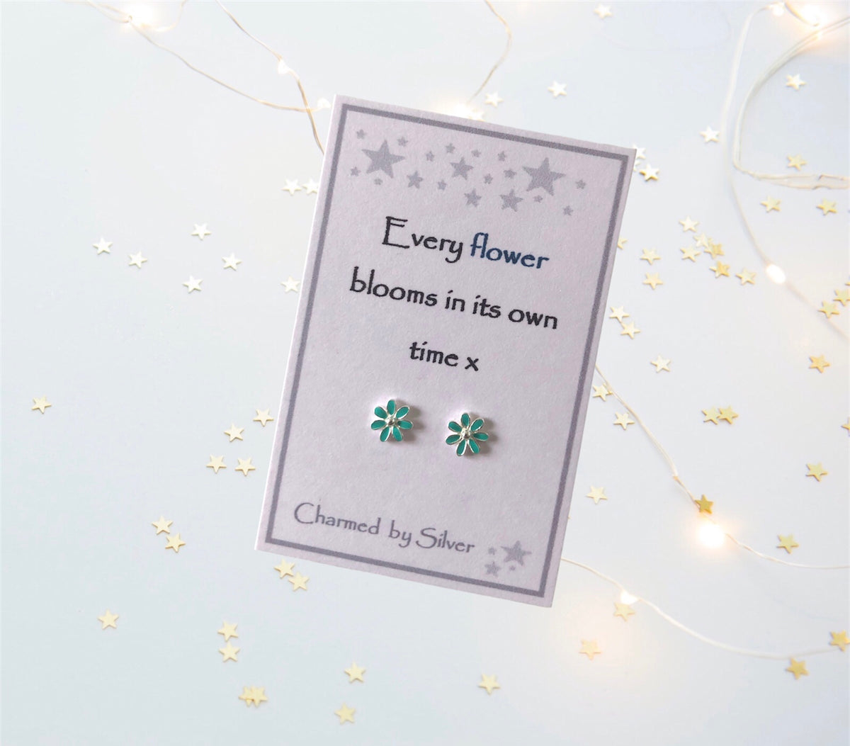 Sterling Silver Enamel Flower Earrings