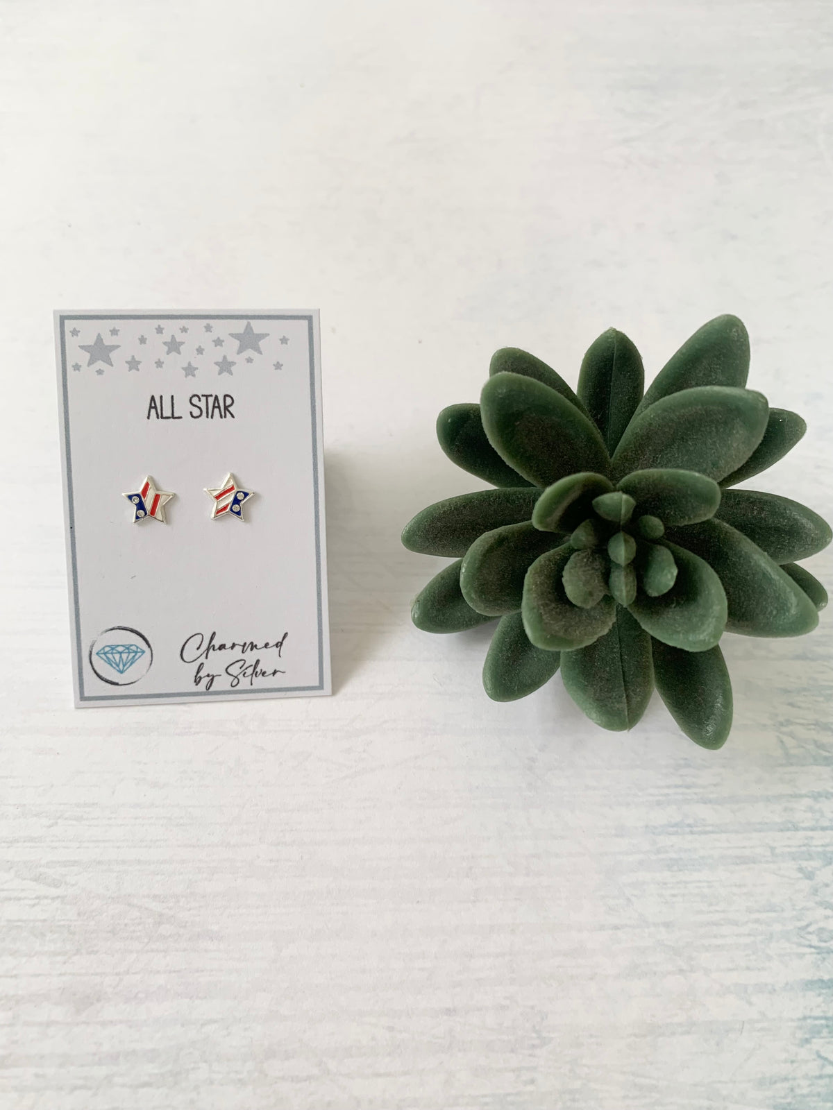 Sterling Silver USA Star Earrings